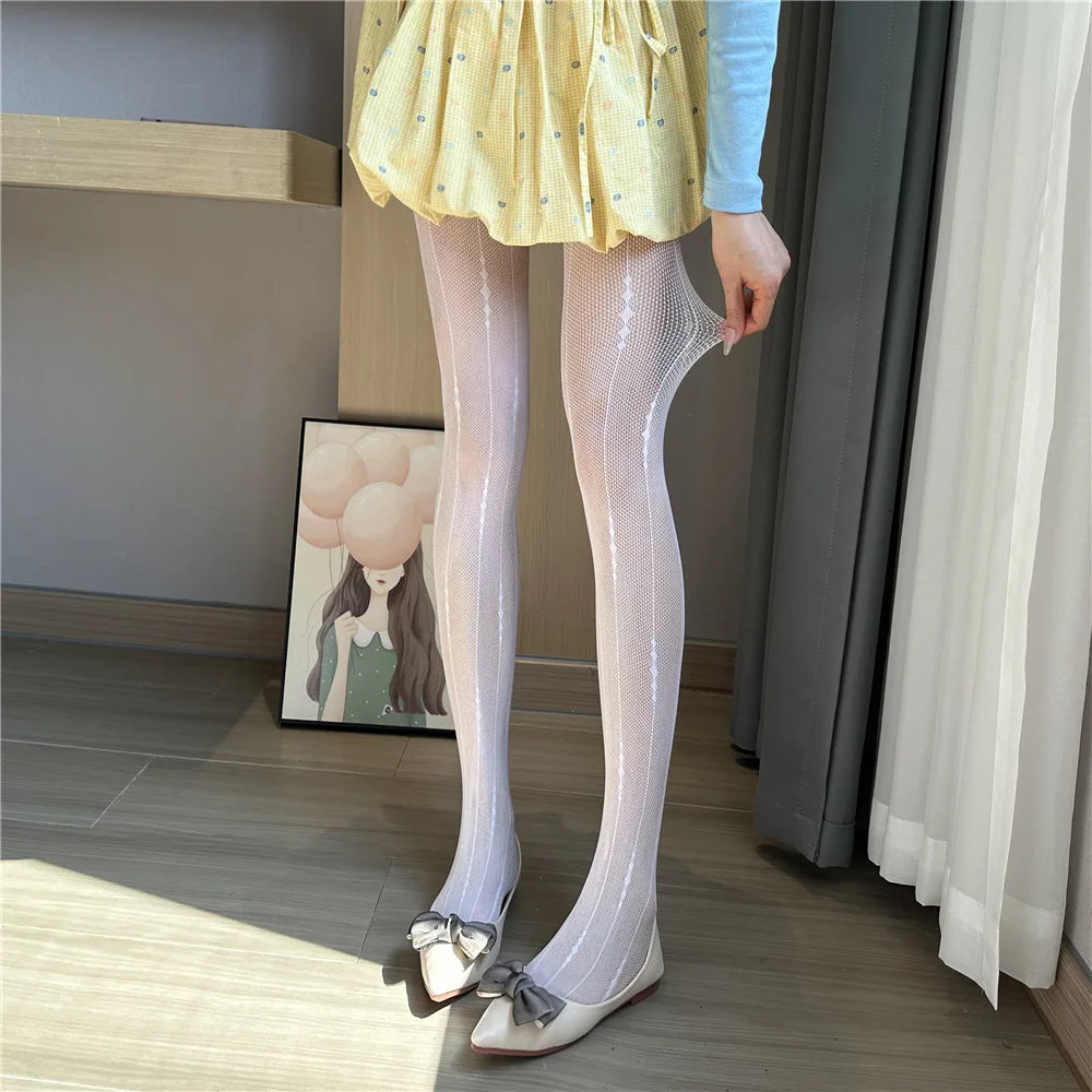 Nylon Fishnet Patterned Tights for Women