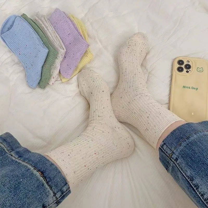 Polyester Elastane Blend Mid Tube Casual Socks
