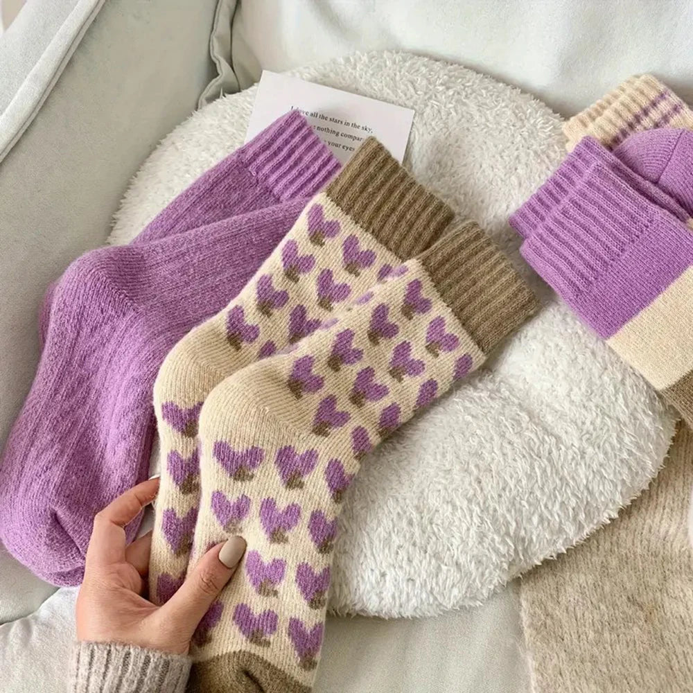Polyester Elastane Blend Casual Mid Tube Socks 4 Pair Set