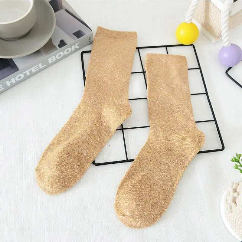 Metallic Knit Women Casual Socks