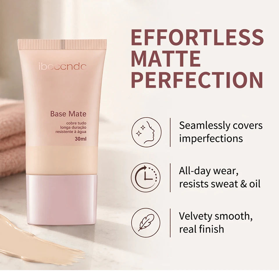 Liquid Matte Foundation Natural Waterproof Coverage Face Makeup