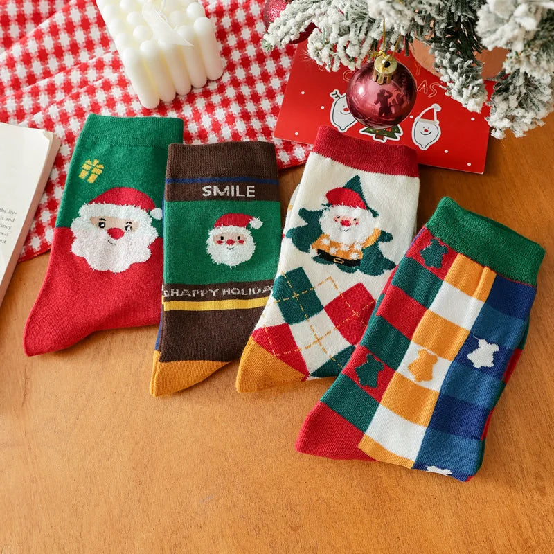 Cotton Christmas Mid Calf Socks for Women