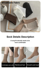 Ruffled Polyester Blend Mid Length Womens Socks 6 Pair Set