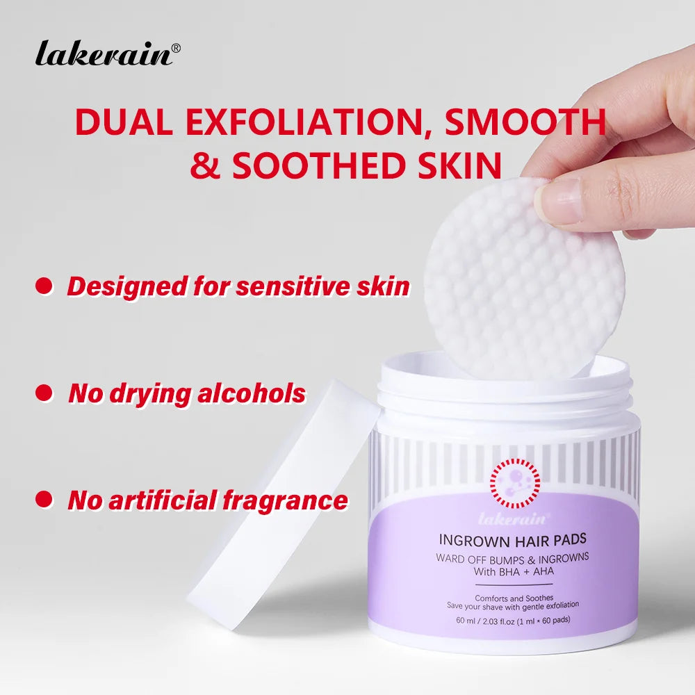 Ingrown Hair Treatment Cotton Pads for Razor Bumps and Exfoliation