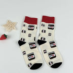 Cotton Blend Nutella Jar Pattern Mid Calf Socks