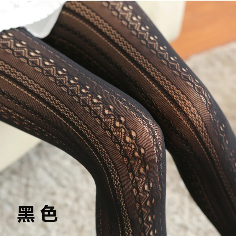 Floral Pattern Nylon Polyester Lace Pantyhose