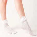 Polyester Elastane Lace Mid Tube Lolita Socks