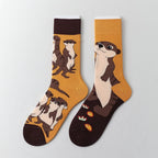 Cotton Blend Mid Calf Animal Pattern Socks