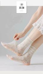 Lace Mesh Knit Ankle Socks Breathable Hollow Out Stockings