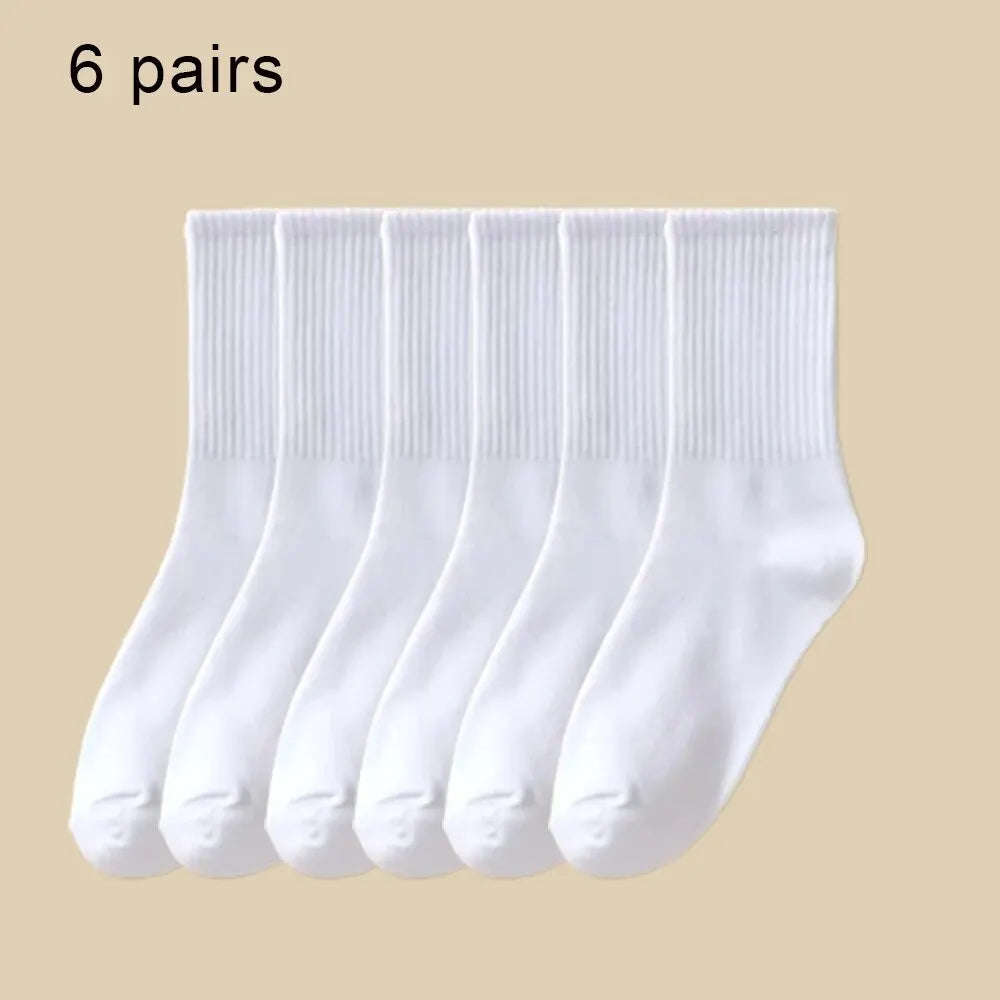 6 Pairs Polyester Spandex Crew Socks