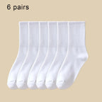 6 Pairs Polyester Spandex Crew Socks