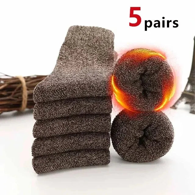 Thickened Polyester Spandex Winter Crew Socks 5 Pairs