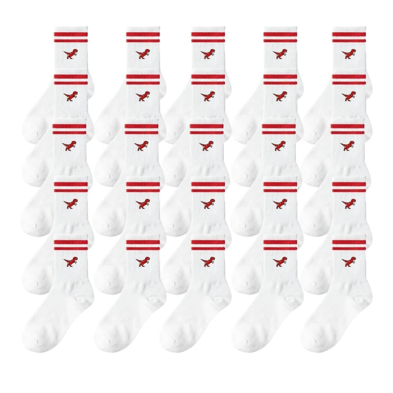 Polyester Elastane Dinosaur Pattern Crew Socks