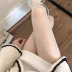 Polyester Polka Dot Tights Skin Effect Thermal Stockings