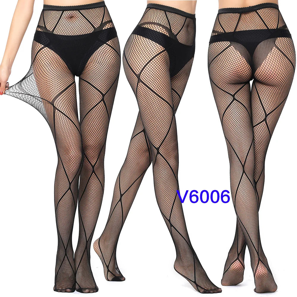 Nylon Spandex Jacquard Patterned Fishnet Pantyhose Tights