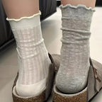 Polyester Elastane Mesh Mid Tube Casual Socks