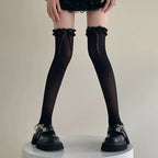 Polyester Spandex Lolita Bow Knee High Socks