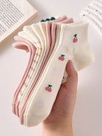 5 Pairs Polyester Elastane Knit Low Tube Women Casual Socks