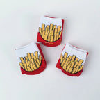 Polyester Elastane French Fries Print Unisex Mid Calf Socks 3 Pack
