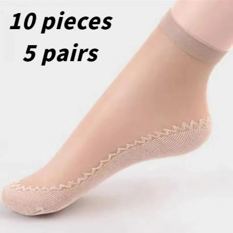 Cotton Nylon Low Tube Casual Socks 5 Pair Set