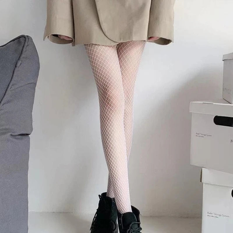 Nylon Fishnet Mesh Pantyhose Stretchy Geometric Tights