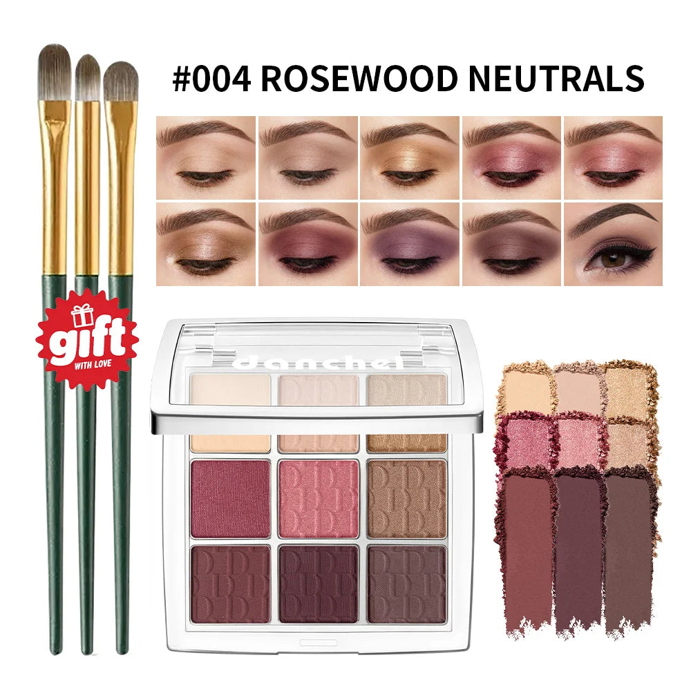 9 Color Powder Eyeshadow Palette with Makeup Brush - 23