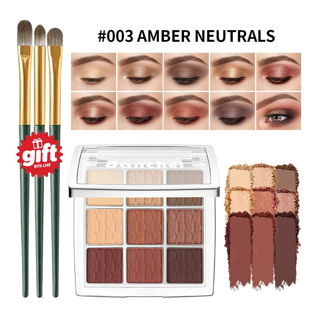 9 Color Powder Eyeshadow Palette with Makeup Brush