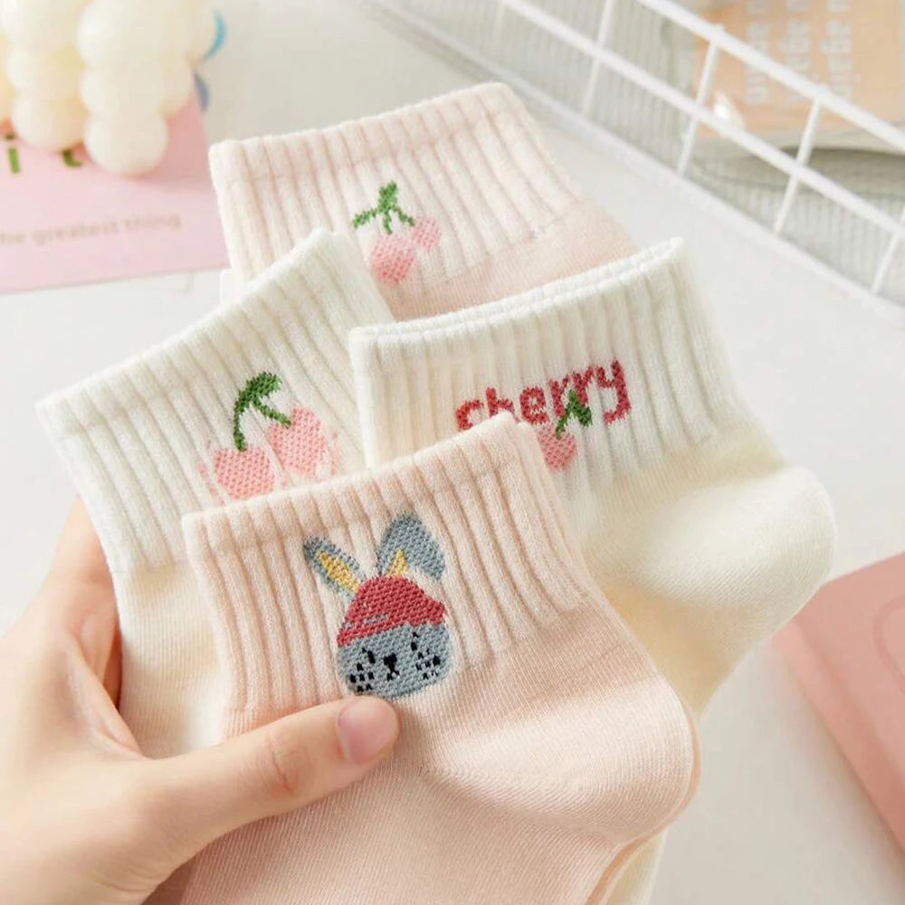 Polyester Elastane Women Low Cut Cartoon Pattern Ankle Socks - 3