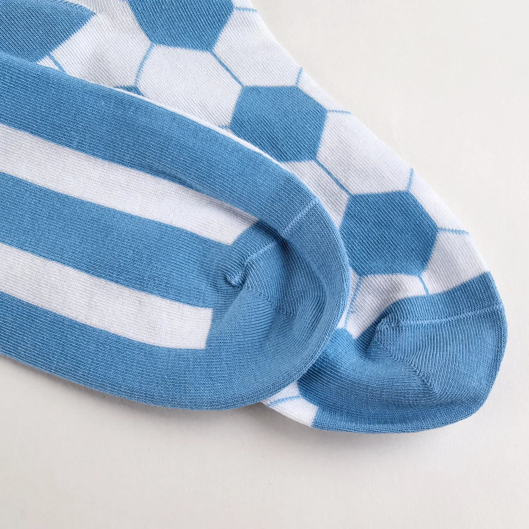 Cotton Blend Mid Calf Geometric Striped Socks - 5