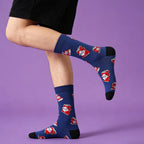 Cotton Blend Beer Print Mid Calf Casual Socks