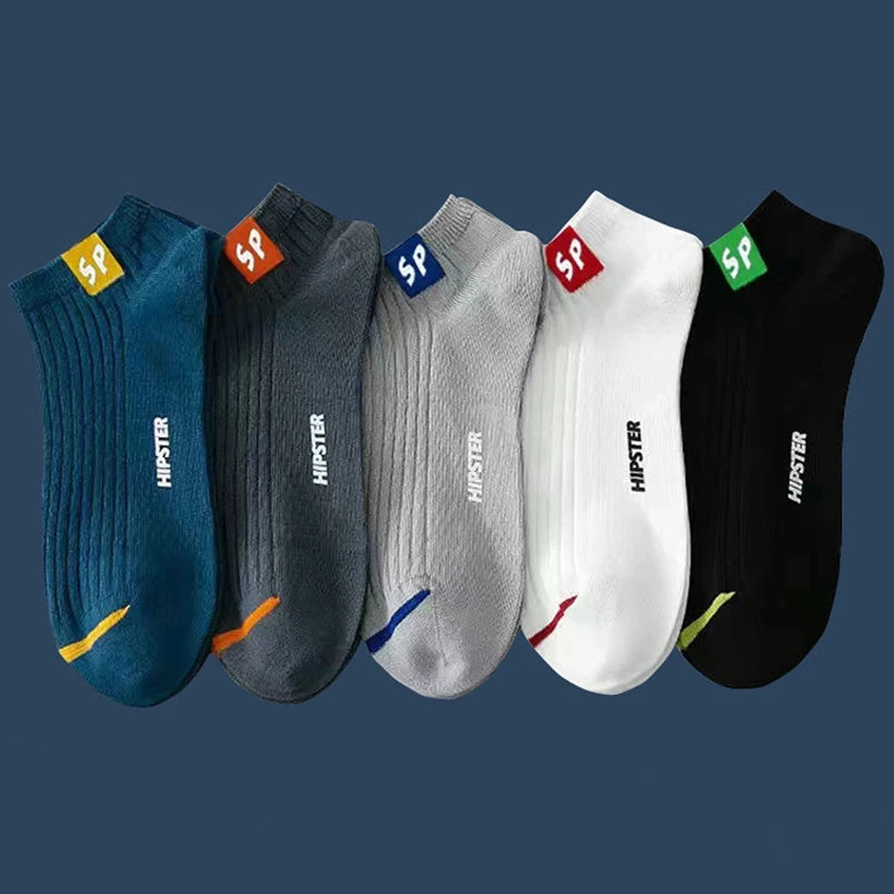 Mens Polyester Elastane Low Cut Ankle Socks 5 Pack