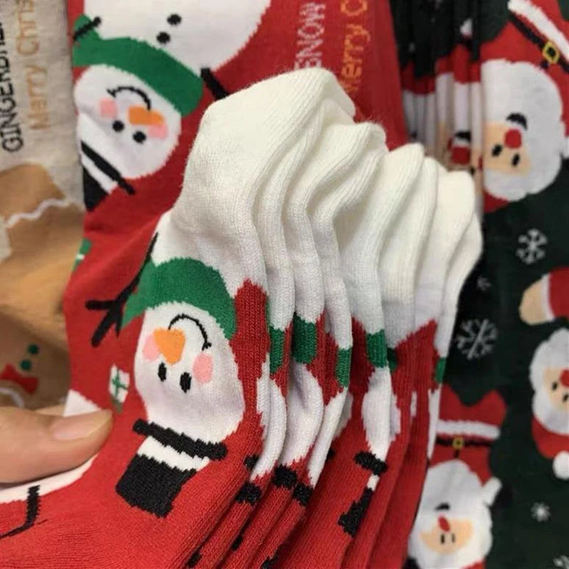 Polyester Elastane Christmas Print Casual Socks