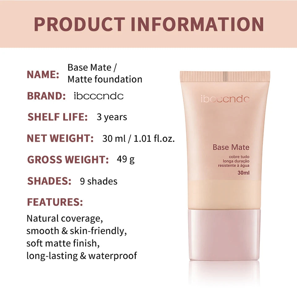 Liquid Matte Foundation Natural Waterproof Coverage Face Makeup - 18