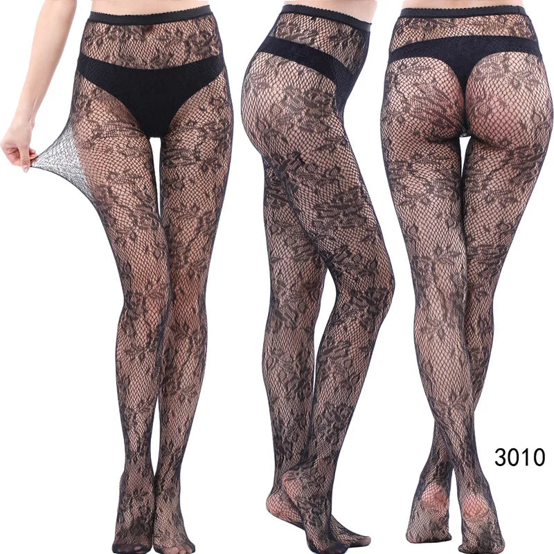 Nylon Spandex Jacquard Patterned Fishnet Pantyhose Tights