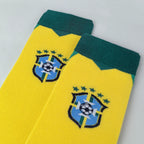 Cotton Blend Knee High Brazil Football Crew Socks