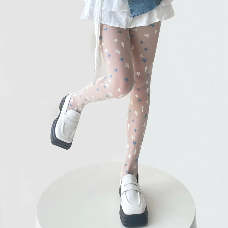 Nylon Star Print Tights For Women