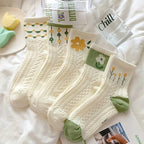 10 Pairs Floral Print Polyester Casual Mid Tube Socks