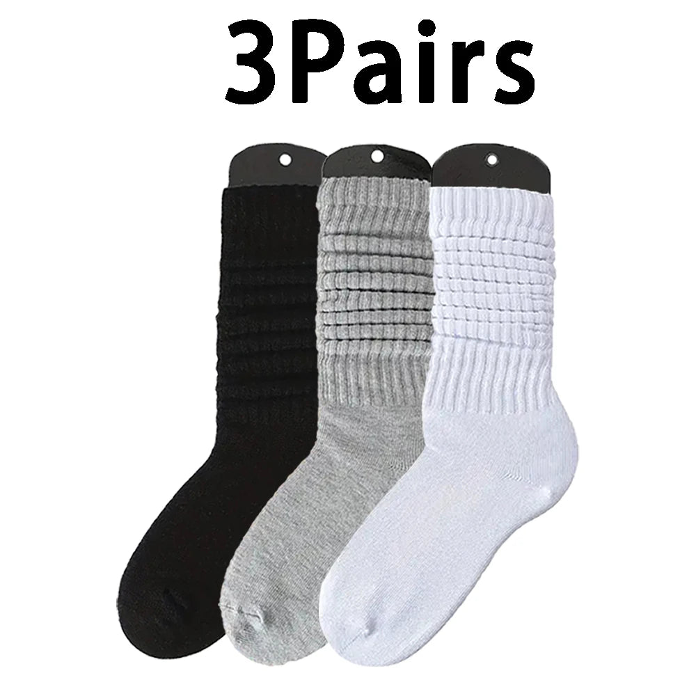 3 Pairs Polyester Spandex Mid Tube Socks - 12
