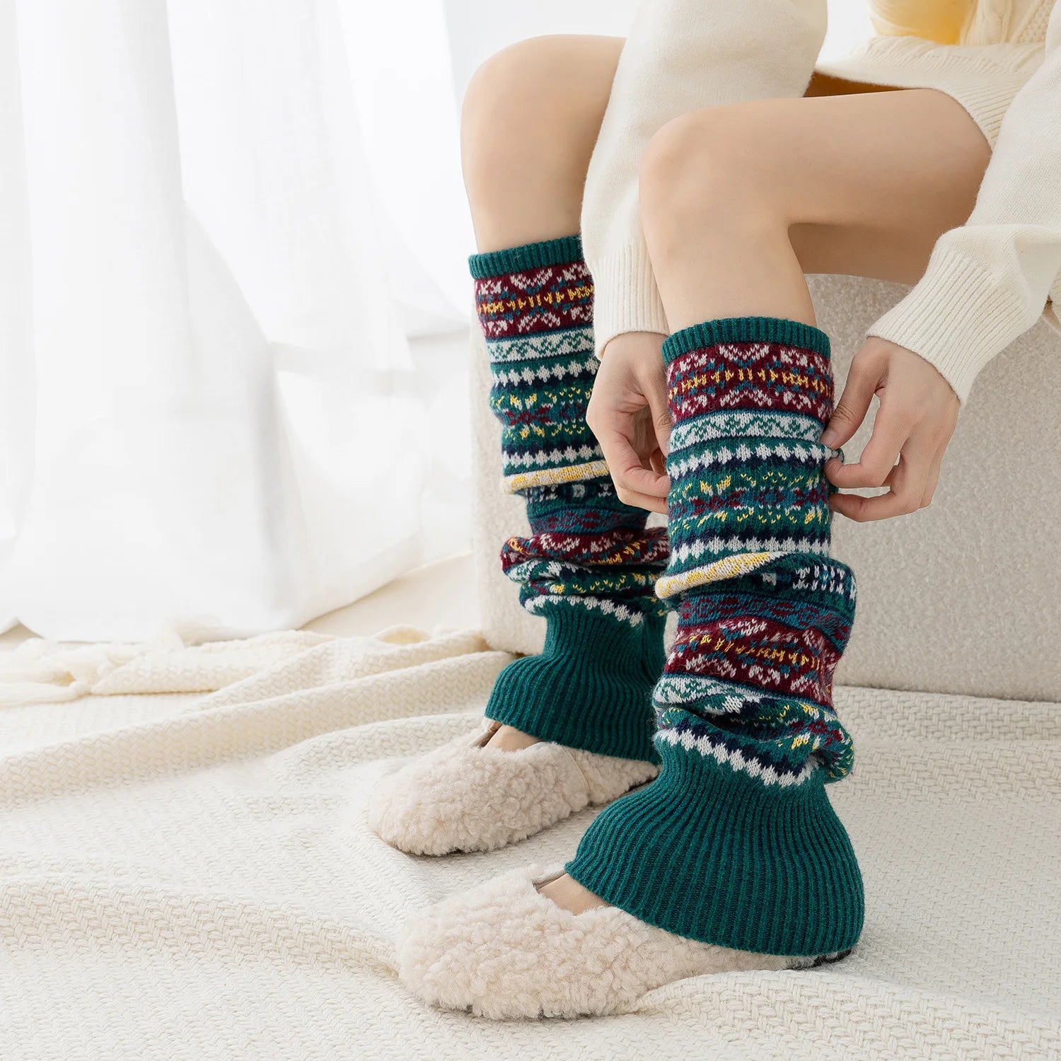 Polyester Bohemian Striped Leg Warmers - 4