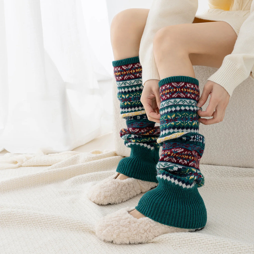 Polyester Bohemian Striped Leg Warmers