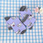 Cotton Blend French Bulldog Print Casual Low Tube Socks
