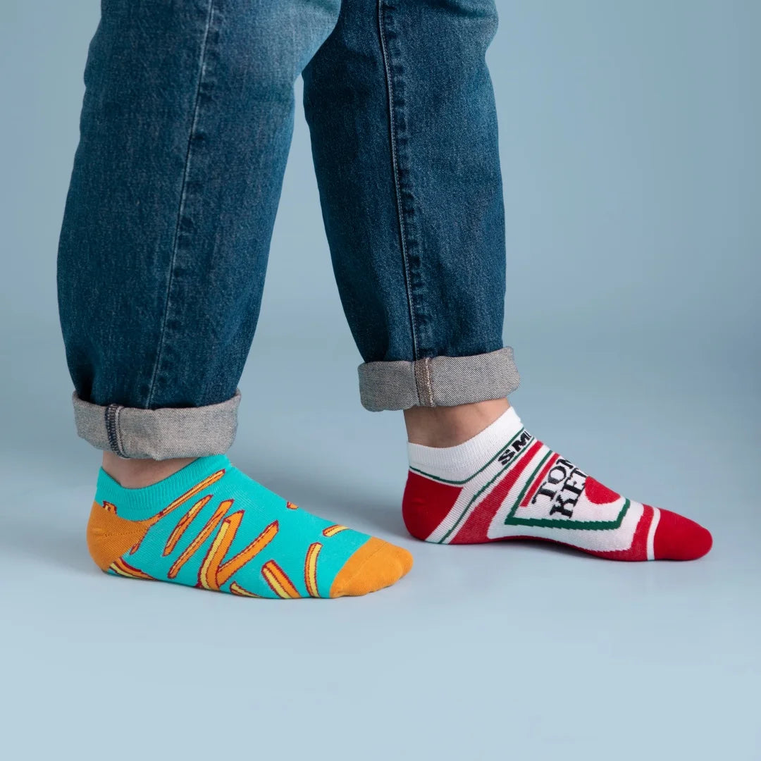 Cotton Blend Low Tube French Fry and Tomato Print Socks - 4
