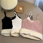 Nylon Sleeveless Velvet Lined Thermal Camisole Tank Top