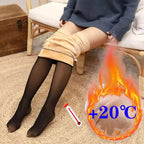 Polyester Elastane Thermal Fleece Lined Pantyhose for Winter