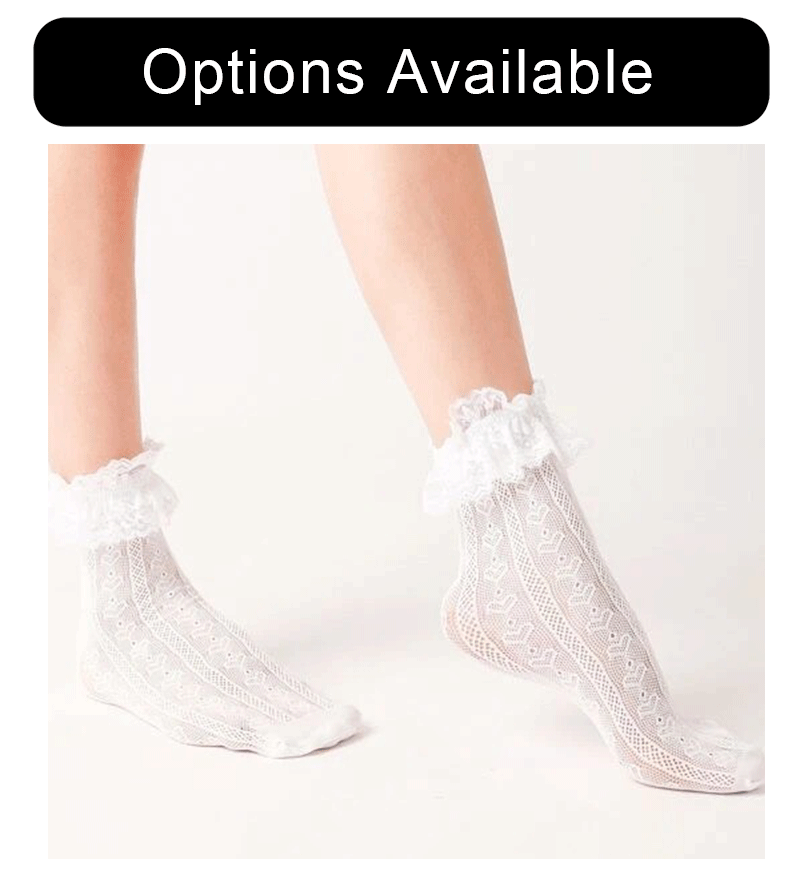 Polyester Elastane Lace Mid Tube Lolita Socks - 12