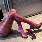 Nylon Fishnet Mesh Pantyhose Waved Pattern Stockings