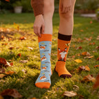 Cotton Blend Cartoon Fox Mid Calf Socks