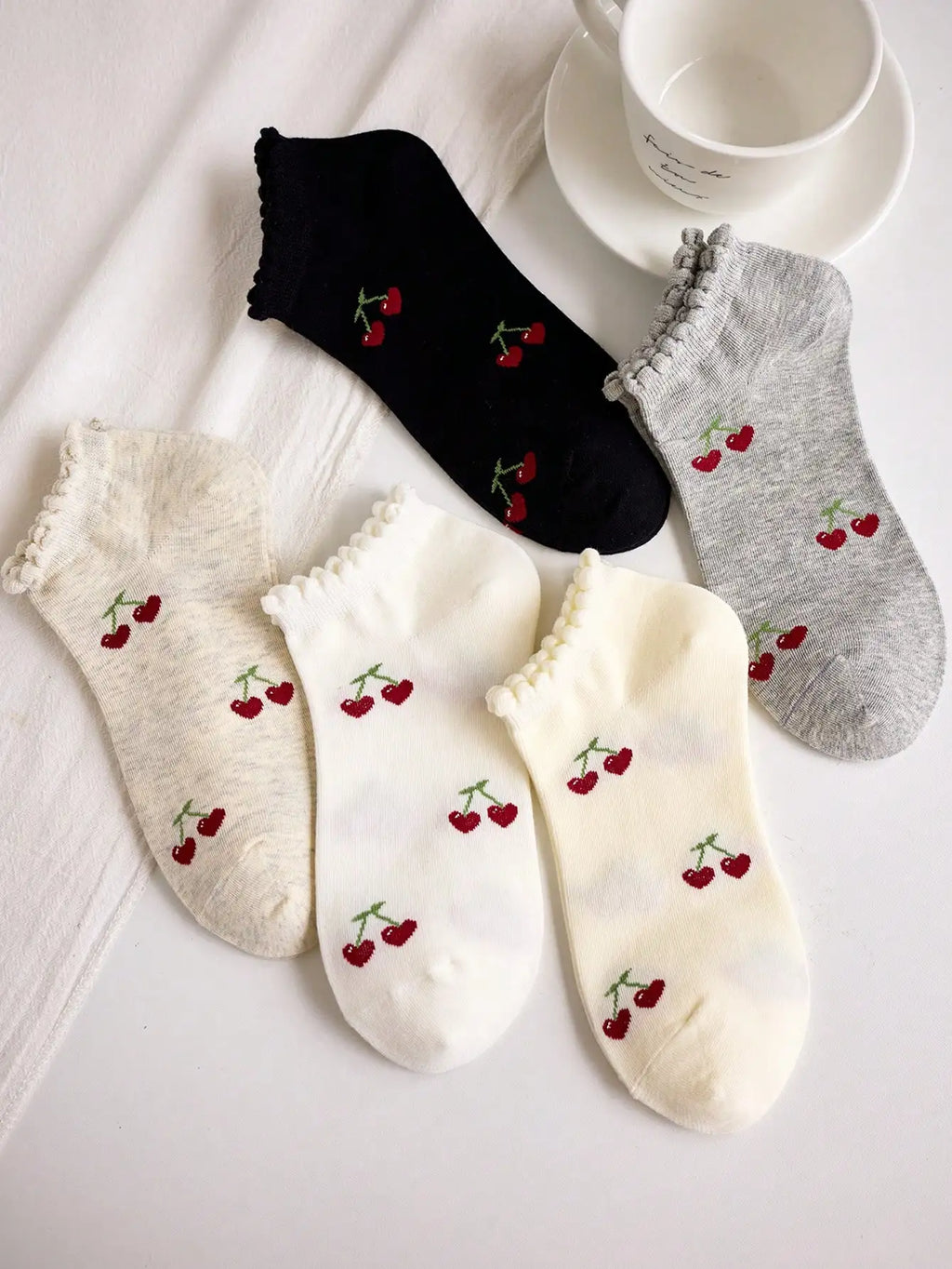 5 Pairs Women Polyester Elastane Casual Ankle Socks