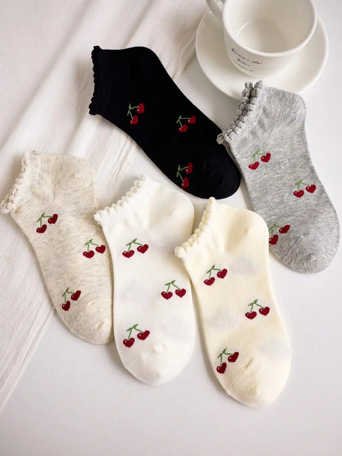 5 Pairs Women Polyester Elastane Casual Ankle Socks - 5