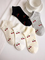 5 Pairs Women Polyester Elastane Casual Ankle Socks